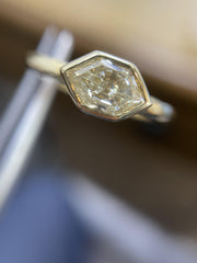 18k Yellow Gold Natural 0.57ct Lozenge Diamond Bezel Ring