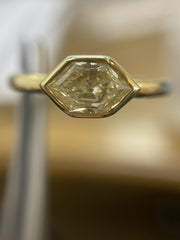 18k Yellow Gold Natural 0.57ct Lozenge Diamond Bezel Ring