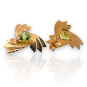 Lucky Charm Peridot Clover Stud Earrings in 14K Yellow Gold