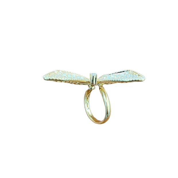 18K Yellow Gold Big Butterfly Cocktail Ring - 4.50 TCW