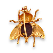 "Buzzy Treasure" Citrine & Natural Diamond Bee Brooch in 14K Yellow Gold
