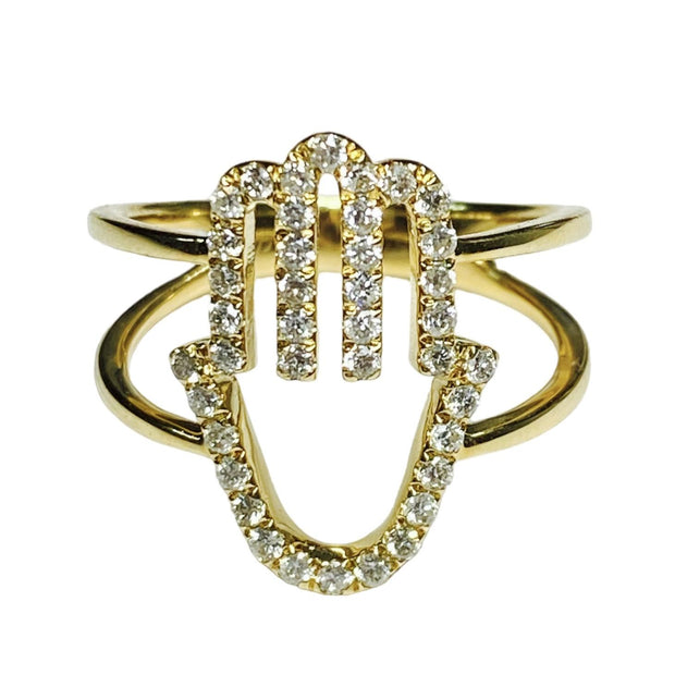 14K Hamsa Natural Diamond Ring