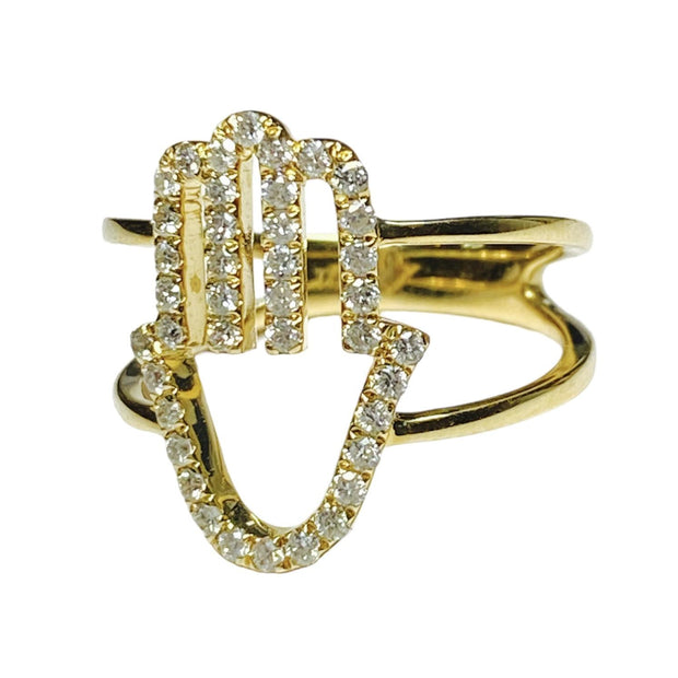 14K Hamsa Natural Diamond Ring