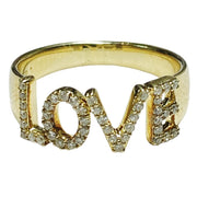 LOVE Design Natural Diamond Ring in 14K Gold