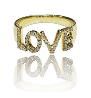 LOVE Design Natural Diamond Ring in 14K Gold