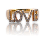 LOVE Design Natural Diamond Ring in 14K Gold