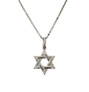 Star Of David Natural Diamond Necklace 14K