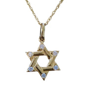 Star Of David Natural Diamond Necklace 14K