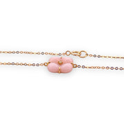 Rosy Mother Of Pearl Clover Natural Diamond Bracelet 18K Gold