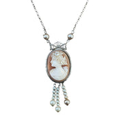 Antique Cameo Necklace in 14K White Gold