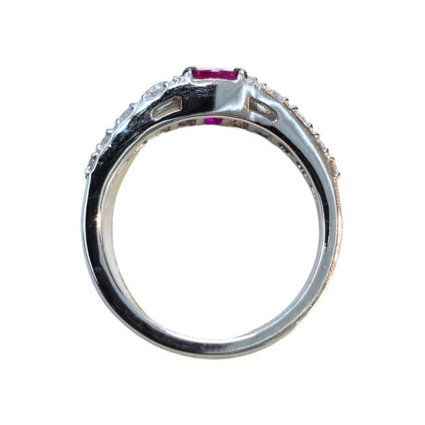 Antique 18K Ruby and Diamond Ring with Old Mine Cut Diamonds