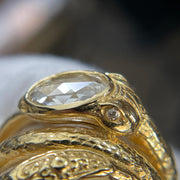 GIA Certified 1ct F VS1 Oval Diamond 18k Yellow Gold Snake Ring
