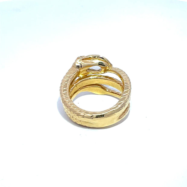 GIA Certified 1ct F VS1 Oval Diamond 18k Yellow Gold Snake Ring