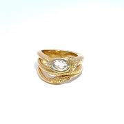 GIA Certified 1ct F VS1 Oval Diamond 18k Yellow Gold Snake Ring