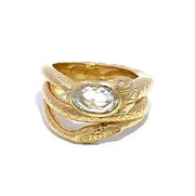 GIA Certified 1ct F VS1 Oval Diamond 18k Yellow Gold Snake Ring