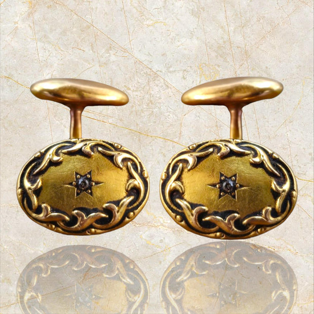 Victorian 19K Yellow Gold Star of David Cufflinks