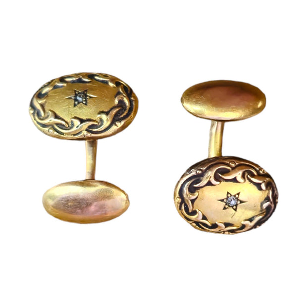 Victorian 19K Yellow Gold Star of David Cufflinks