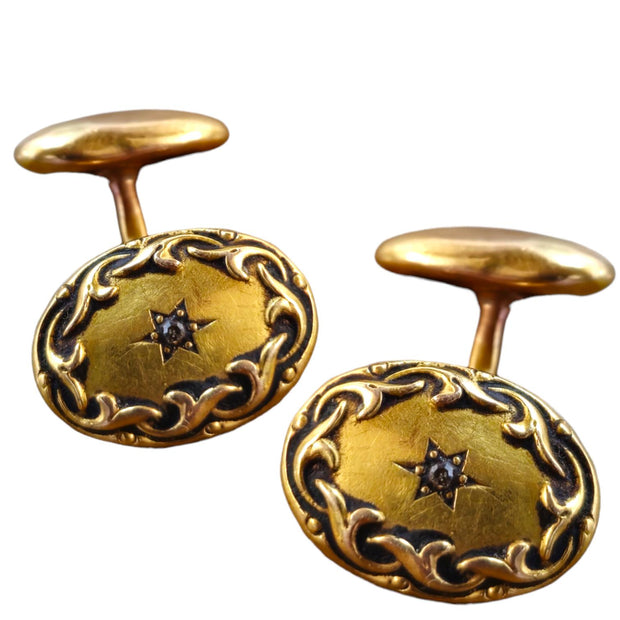 Victorian 19K Yellow Gold Star of David Cufflinks