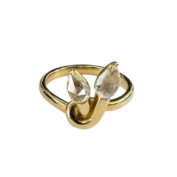 18k Yellow Gold Leaf Design 1.04ct Diamond Ring