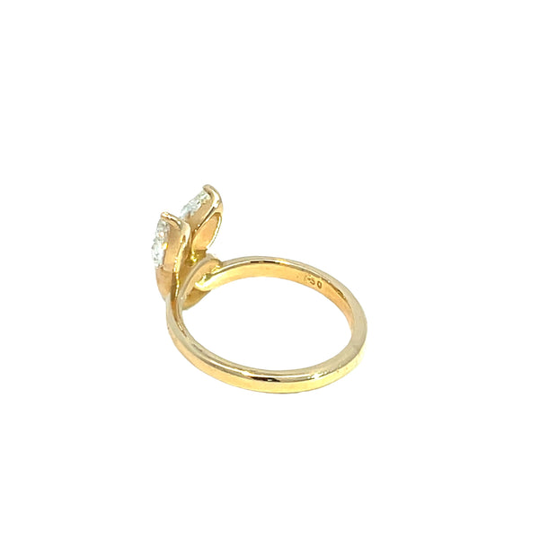 18k Yellow Gold Leaf Design 1.04ct Diamond Ring