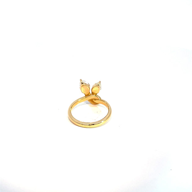 18k Yellow Gold Leaf Design 1.04ct Diamond Ring