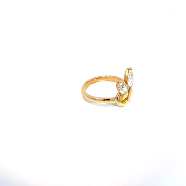18k Yellow Gold Leaf Design 1.04ct Diamond Ring