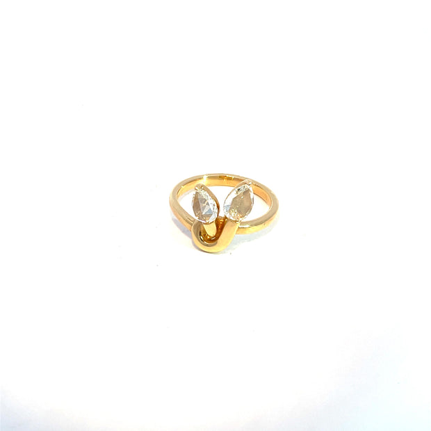 18k Yellow Gold Leaf Design 1.04ct Diamond Ring