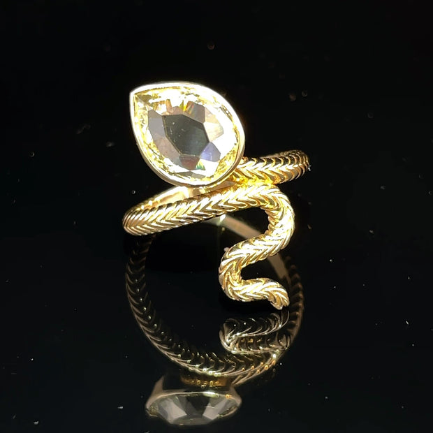 18k Yellow Gold GIA Certified 2.20ct Natural Diamond Serpent Ring
