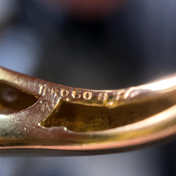 18k Yellow Gold Chalcedony, Ruby & Diamond size7.5 Fashion Ring