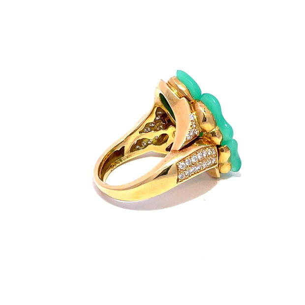 18k Yellow Gold Chalcedony, Ruby & Diamond size7.5 Fashion Ring