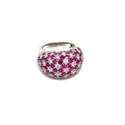 18k White Gold Pave Ruby and Diamond Ring