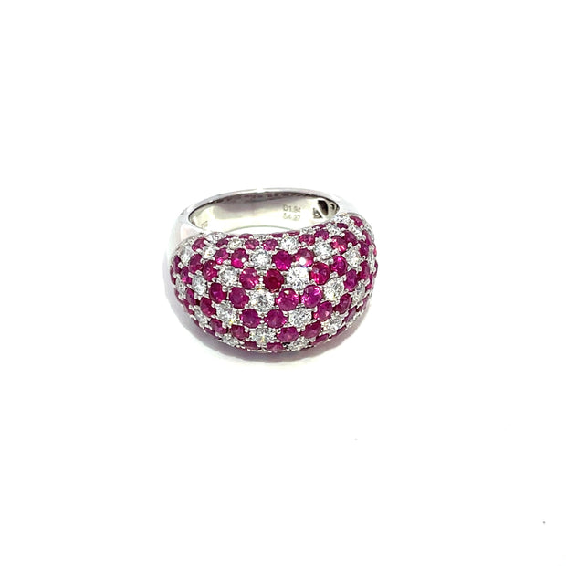 18k White Gold Pave Ruby and Diamond Ring