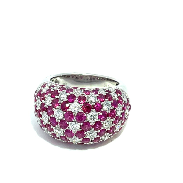 18k White Gold Pave Ruby and Diamond Ring
