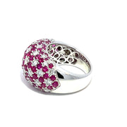 18k White Gold Pave Ruby and Diamond Ring