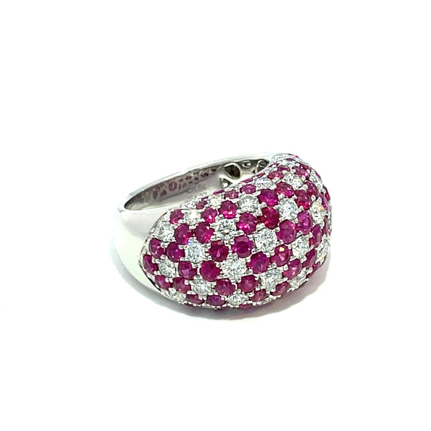 18k White Gold Pave Ruby and Diamond Ring