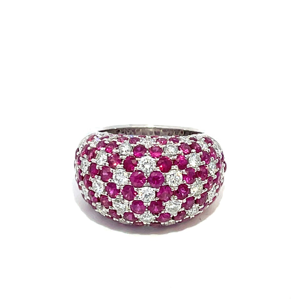 18k White Gold Pave Ruby and Diamond Ring