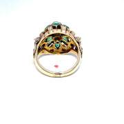 Vintage 14k Yellow Gold Emerald and Pink Sapphire Harem Ring