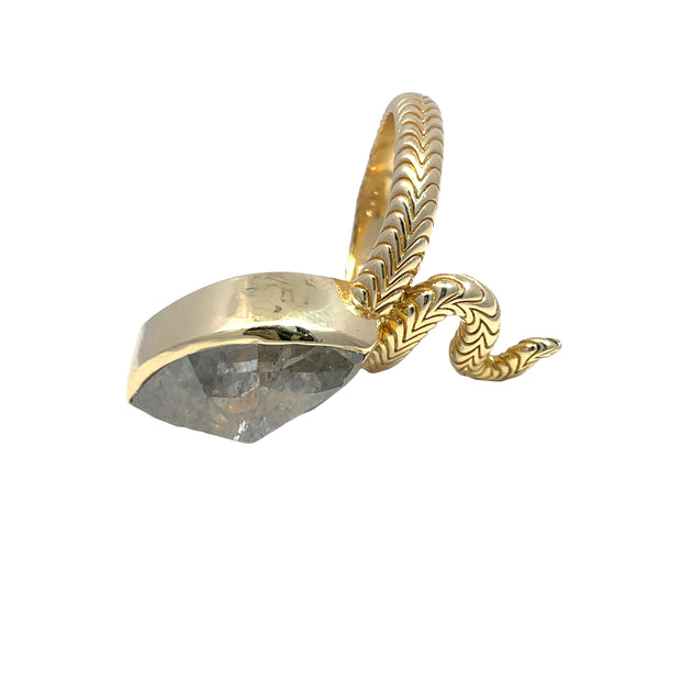 18k Yellow Gold 10.49ct Natural Marquise Cut Diamond Snake Ring