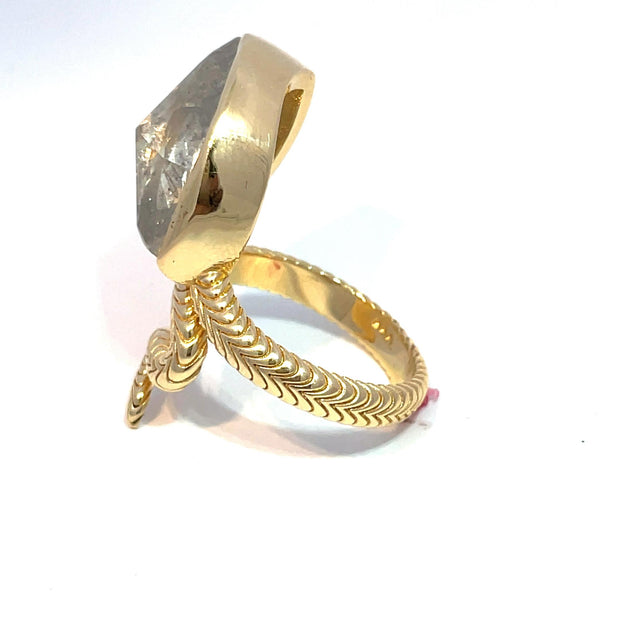 18k Yellow Gold 10.49ct Natural Marquise Cut Diamond Snake Ring