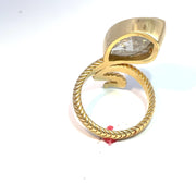 18k Yellow Gold 10.49ct Natural Marquise Cut Diamond Snake Ring