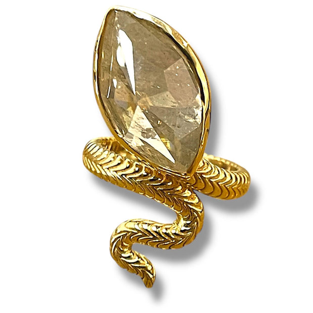18k Yellow Gold 10.49ct Natural Marquise Cut Diamond Snake Ring