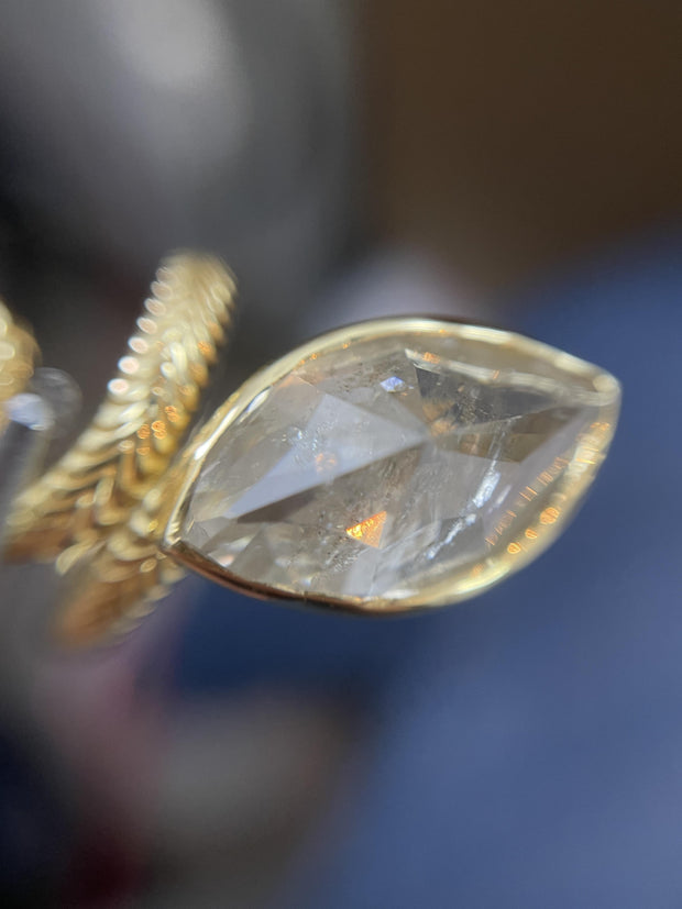 18k Yellow Gold 10.49ct Natural Marquise Cut Diamond Snake Ring