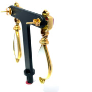 18k Yellow Gold  Large Mabe Pearl & Tourmaline Dangle Earrings