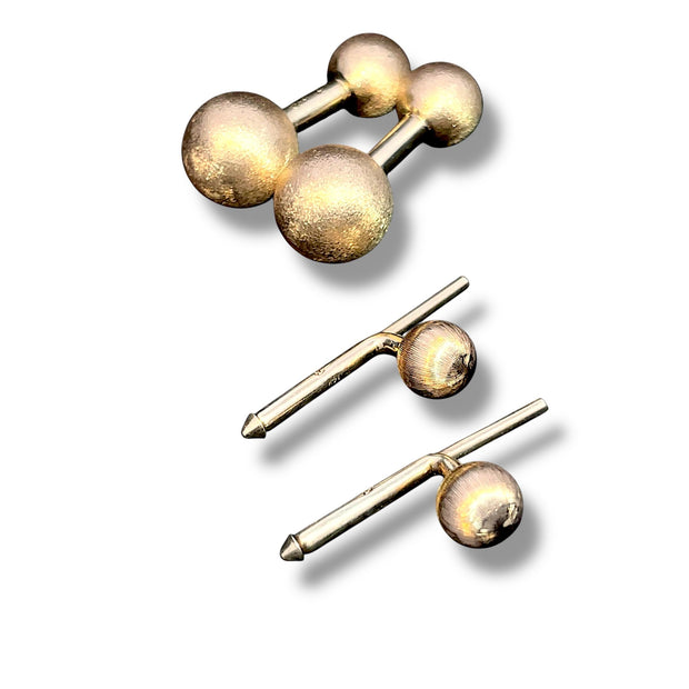 Cartier 14k Yellow Gold Dumbbell Cufflinks and Buttons set