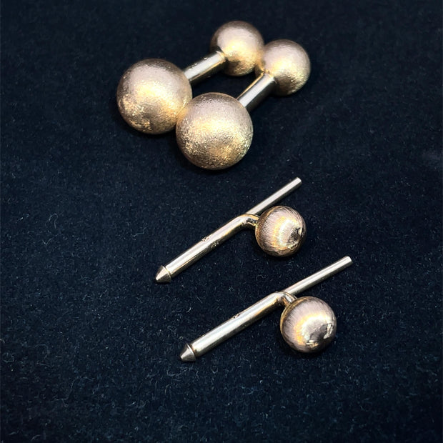 Cartier 14k Yellow Gold Dumbbell Cufflinks and Buttons set