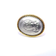 14k Yellow Gold Cameo man's Face mirror Portrait earrings