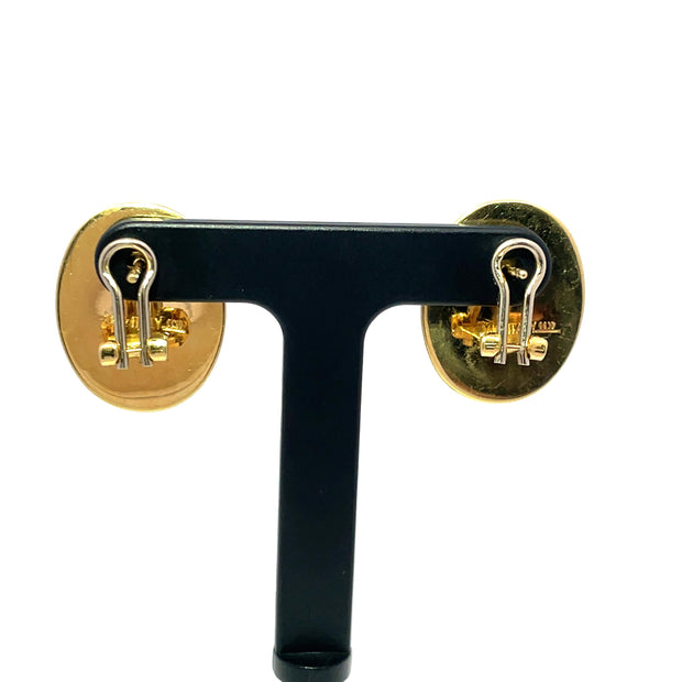 14k Yellow Gold Cameo man's Face mirror Portrait earrings