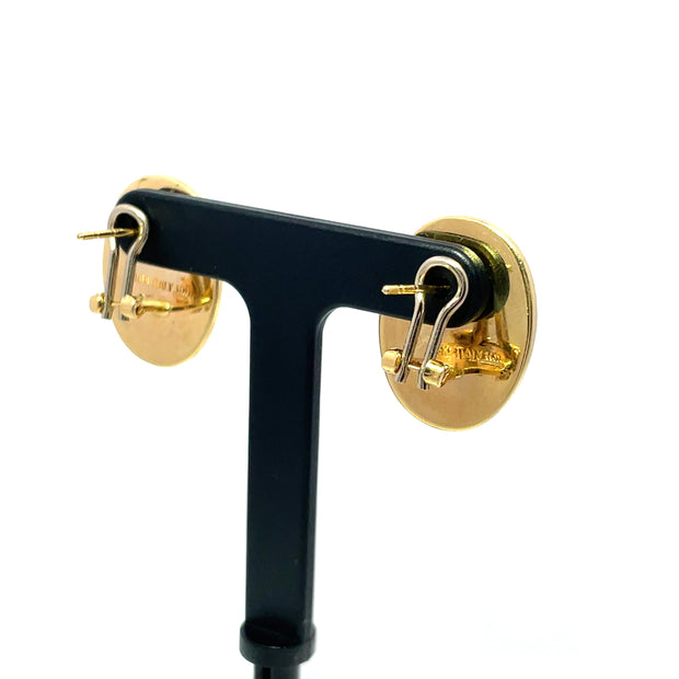 14k Yellow Gold Cameo man's Face mirror Portrait earrings