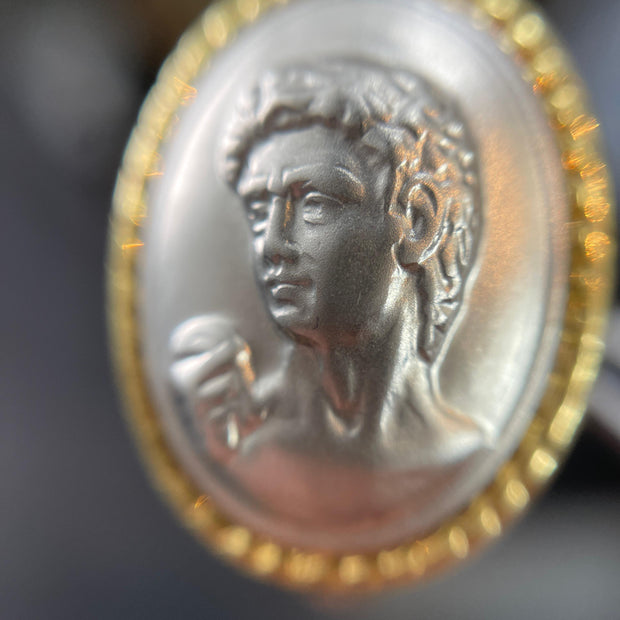 14k Yellow Gold Cameo man's Face mirror Portrait earrings