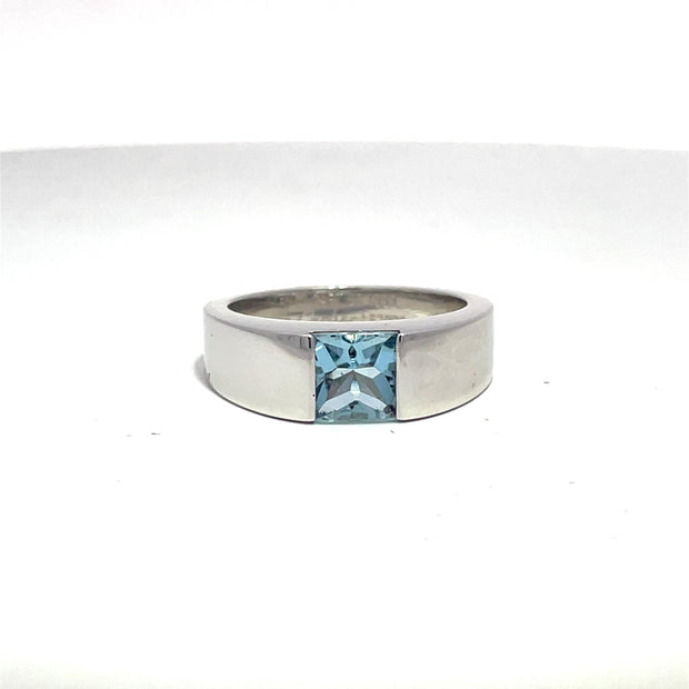 CARTIER Vintage 1990s Cushion Aquamarine Tank Ring